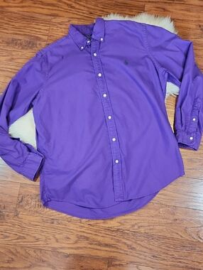 Ralph Lauren Violet Classic Fit Button Front Collared Longsleeve Mens Shirt